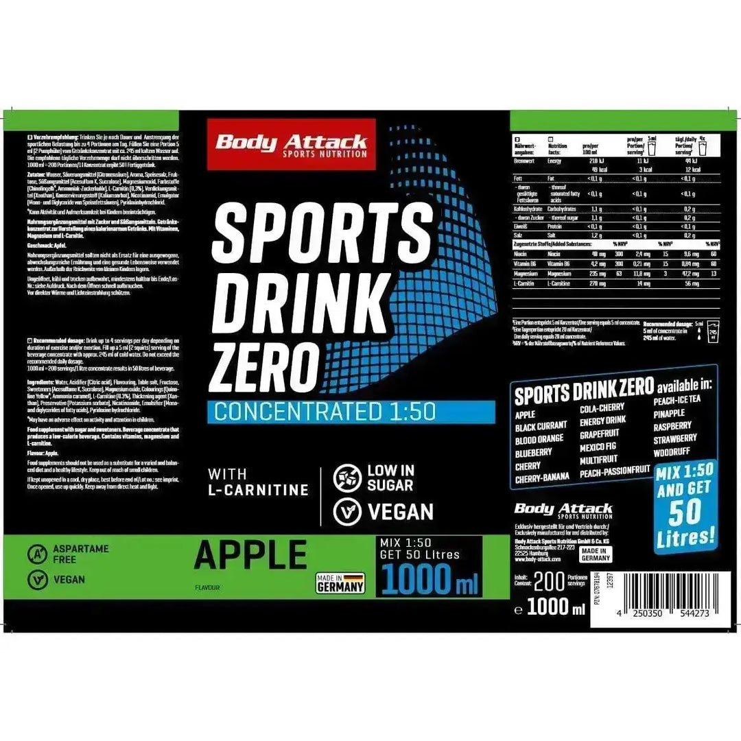 Body Attack Sports Drink Zero 1000 ml