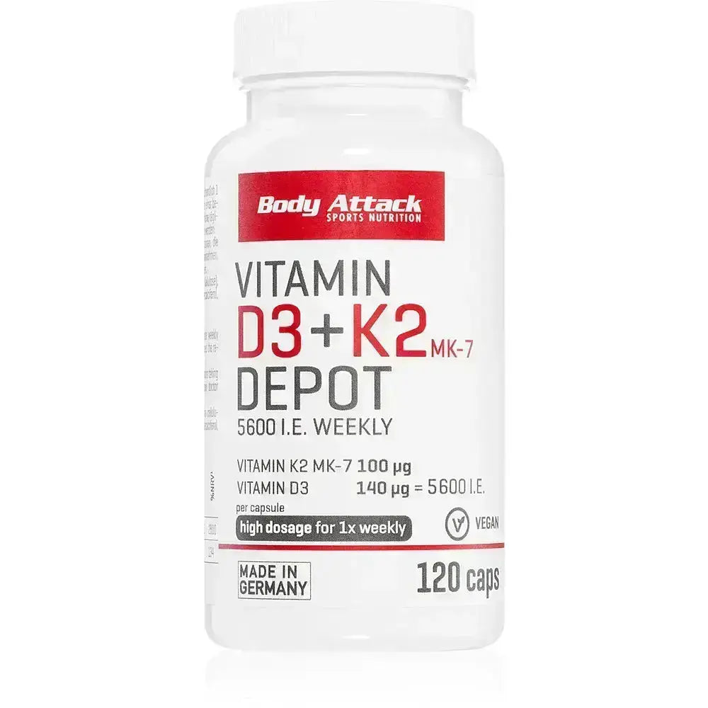 Body Attack Vitamin D3+K2 Flasche für starke Knochen und Immunsystem