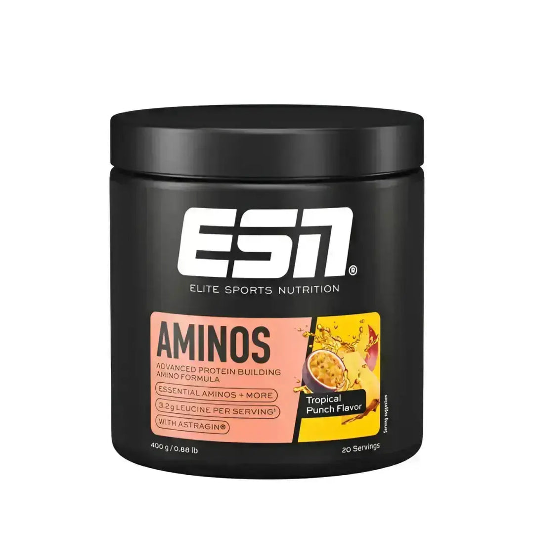 Großer schwarzer ESN Aminos 400g Behälter mit essentielle aminosäuren von ESN
