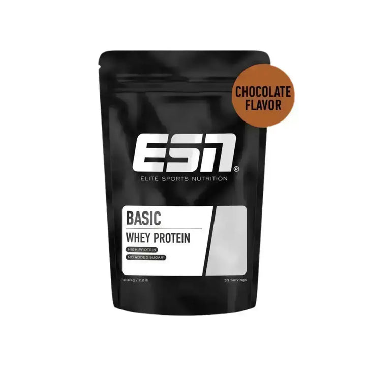 ESN Basic Whey 1kg mit Schokoladengeschmack für leckere Proteinshakes