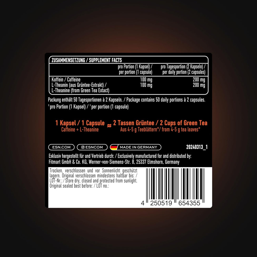 ESN Caffeine + L-Theanine 100 Kapseln ESN