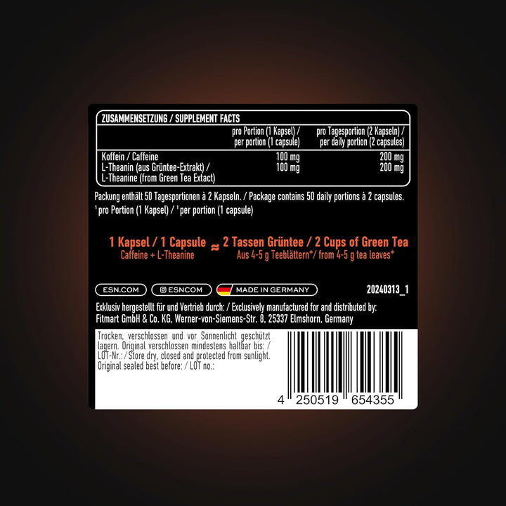 ESN Caffeine + L-Theanine 100 Kapseln ESN