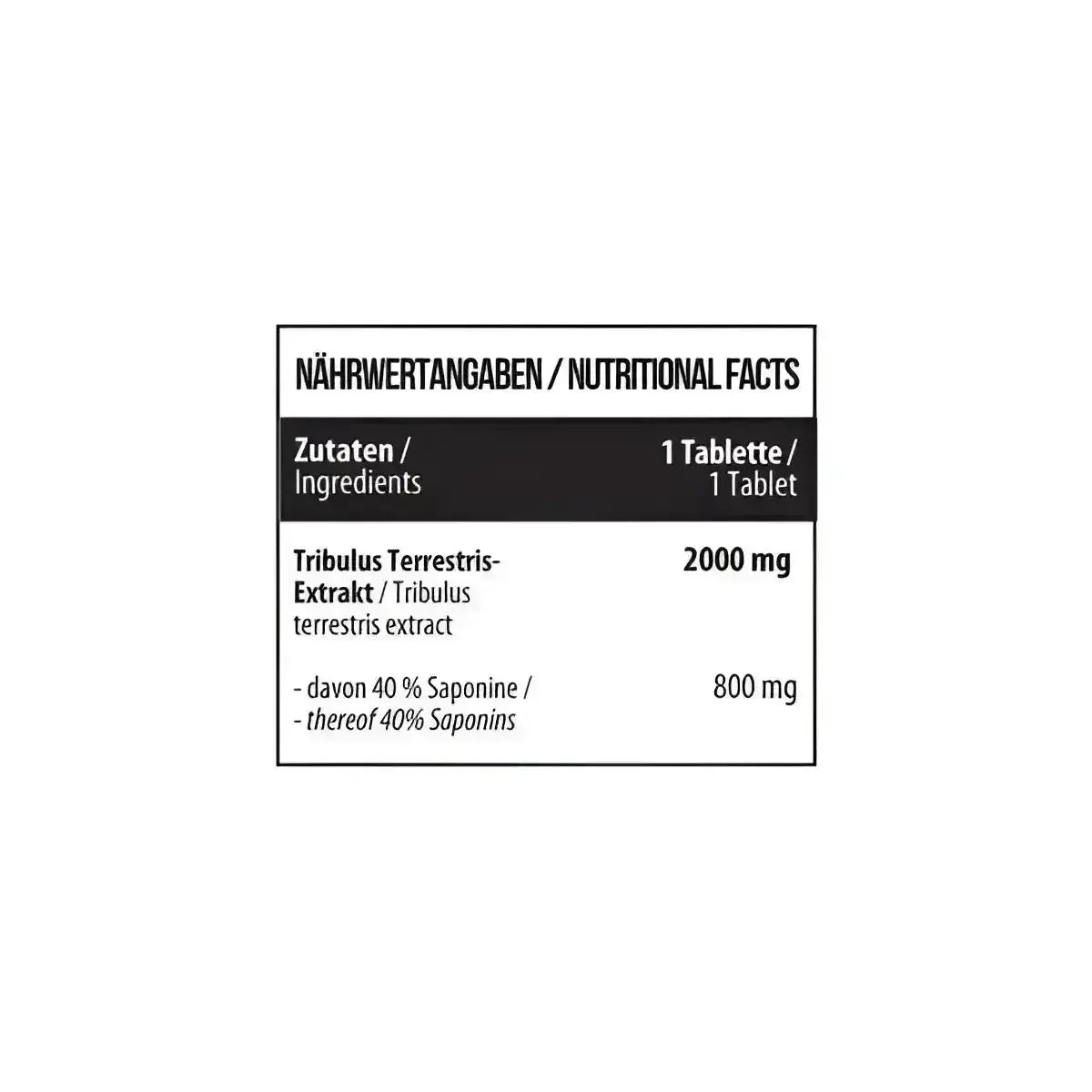 Nährwerttabelle von MST - Healthy Tribulus mit reines l-arginin und arginine raw 500 g