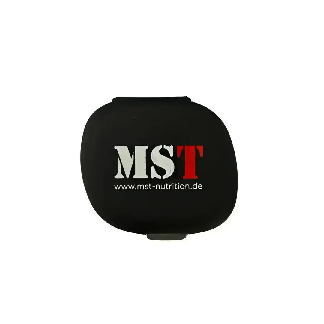 Schwarze MST® Nutrition Pill Box für praktische Aufbewahrung von Nahrungsergänzungsmitteln