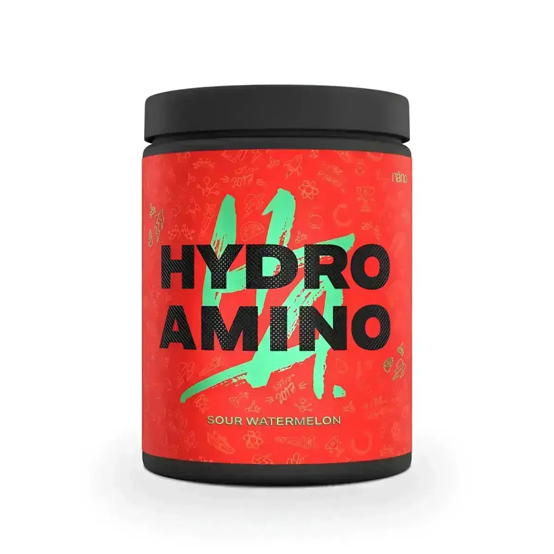 Roter Container von Hydro Amino Sour Watermelon Pulver für Nanosupps Hydro Amino 390g