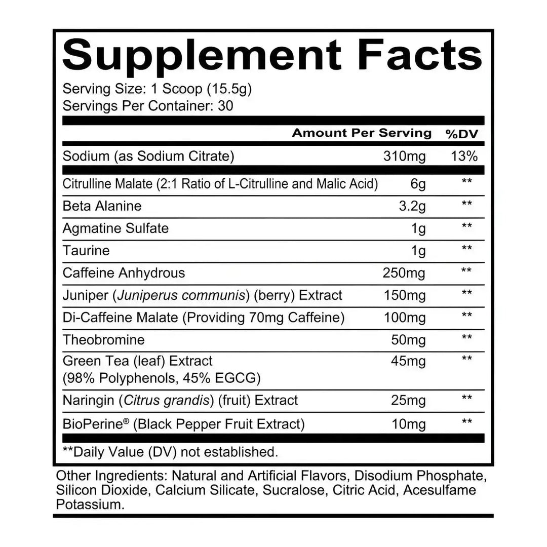 Schwarzes Rechteck für Redcon1 Total War 392g mit Citrullin Malat für extremen Fokus