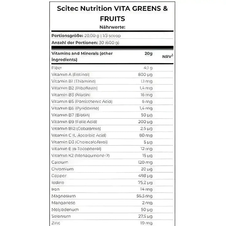 Scitec Vita Greens & Fruits 600g