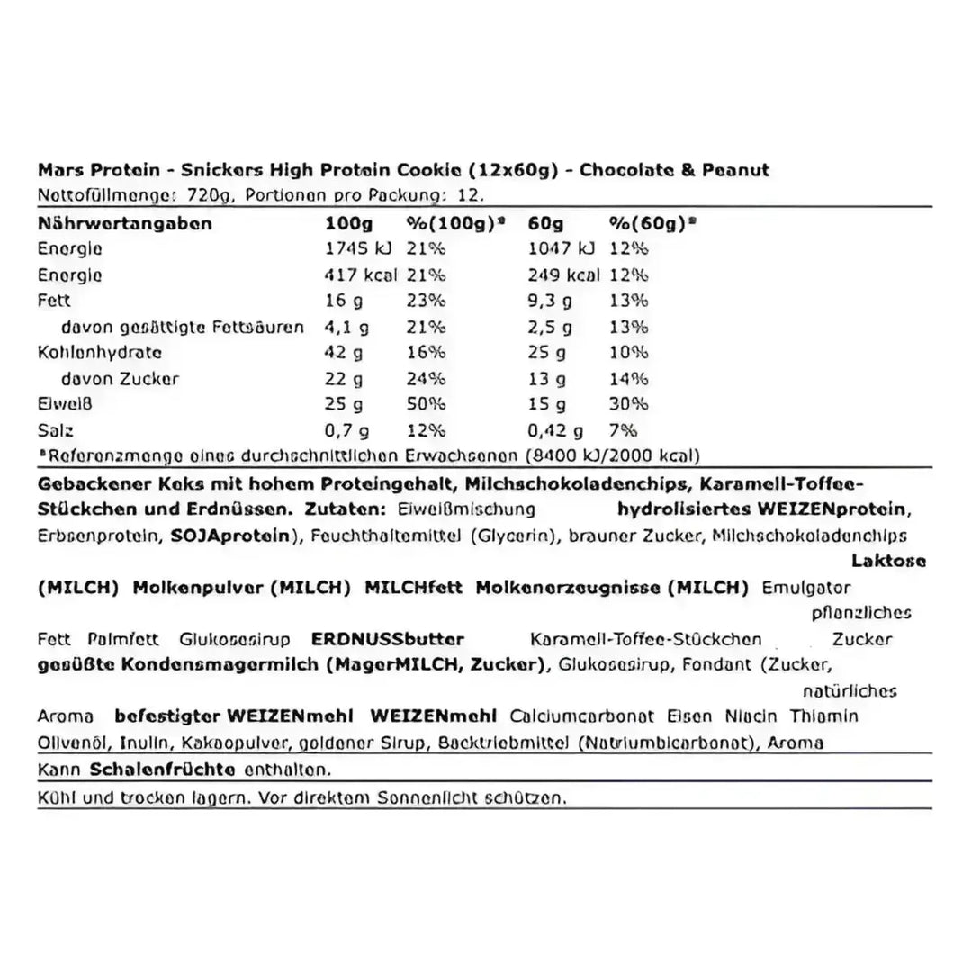 Snickers High Protein Cookie 12x60g