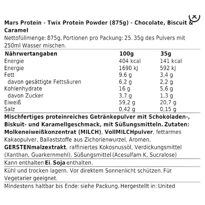 Twix Hi Protein Powder 875g - Choco Biscuit and Caramel