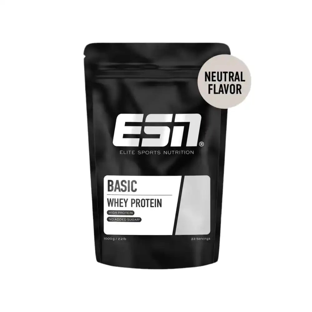 Schwarze Tasche mit neutralem Whey-Protein von ESN Basic Whey 1kg